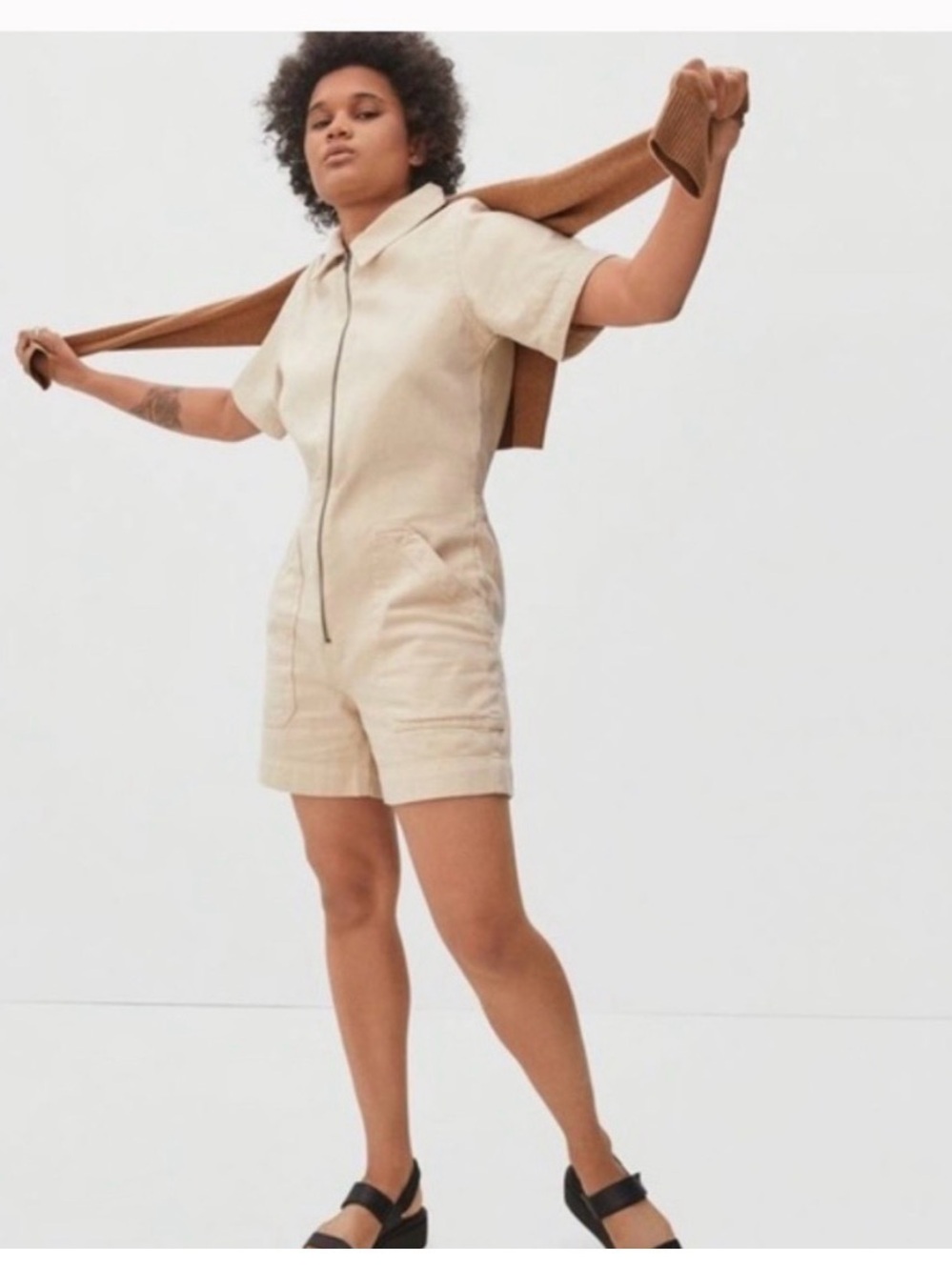 Everlane Denim short coveralls in Beige